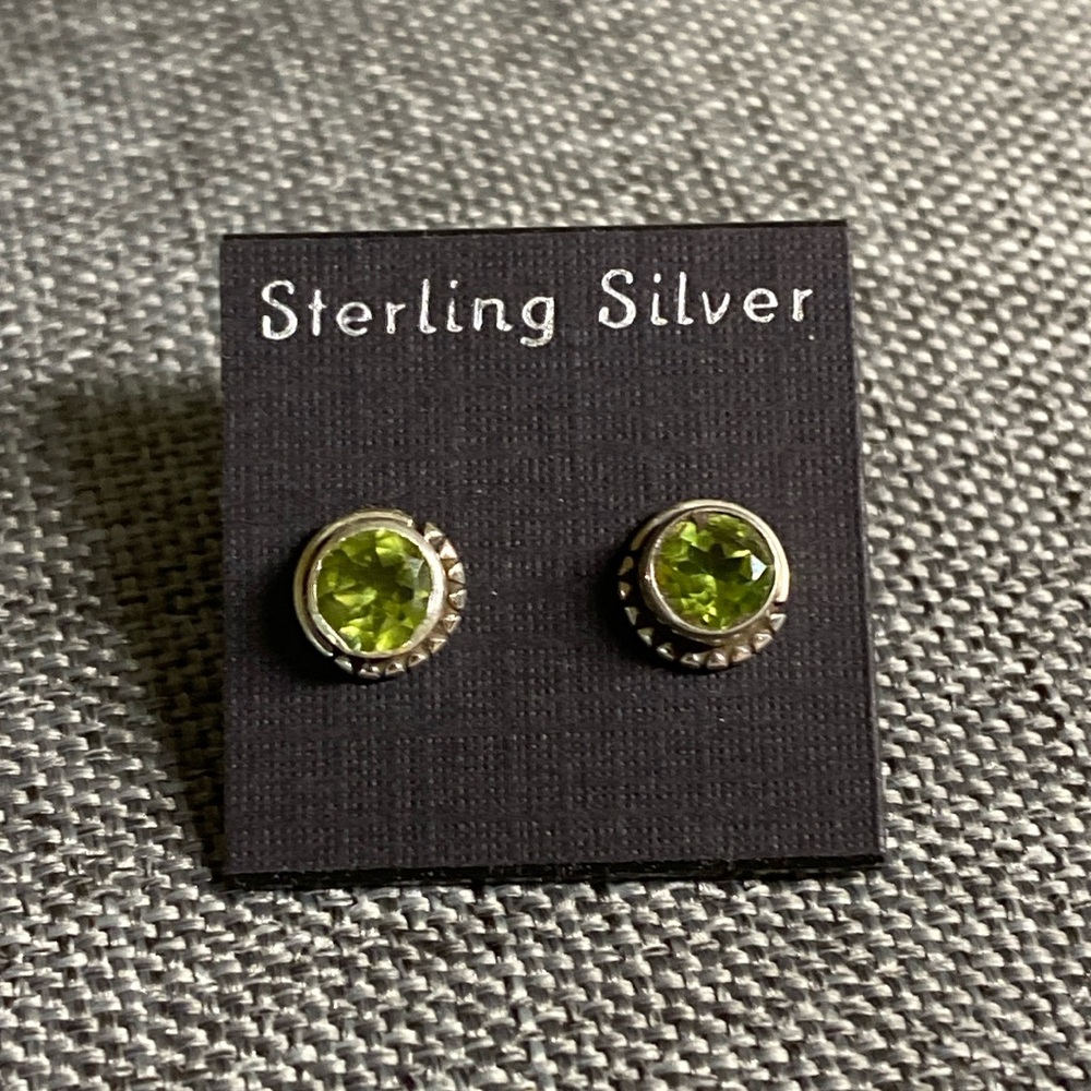 Peridot and Sterling Silver Stud Earrings
